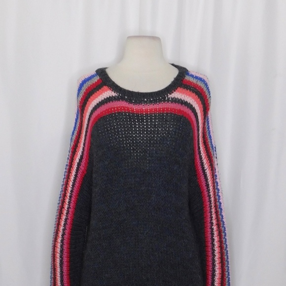 XIRENA Teton Aprés Ski Sweater Alpaca Gray Colorful Stripes Sporty Apres X-Small - Picture 4 of 15